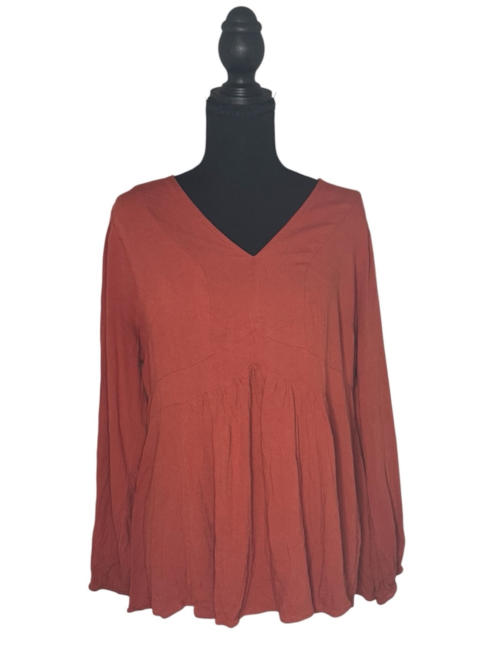 torrid Rust V‑Neck Long Sleeve Tunic Top